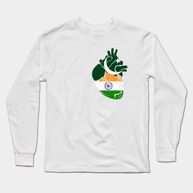 Pakistan and India flag heart Long Sleeve T-Shirt by Bun Art Store